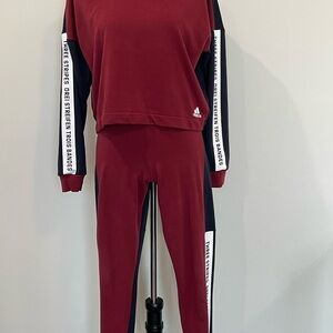 Adidas Burgundy and Navy Two Piece Set